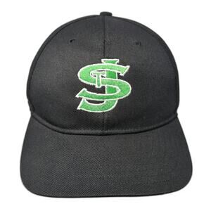 DeLong Snapback Hat Black Green White Size L SJ Falcons Logo Poly Wool Blend